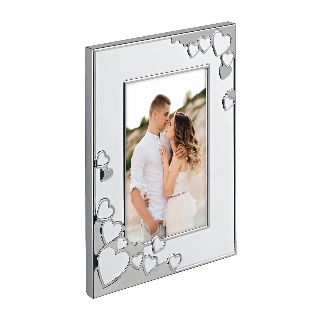 Hama Portraitrahmen Bilderrahmen 10 x 15 cm für 1 Bild, zum Aufhängen und Stellen, für 1 Bilder, Portraitrahmen, Herz, Aluminium