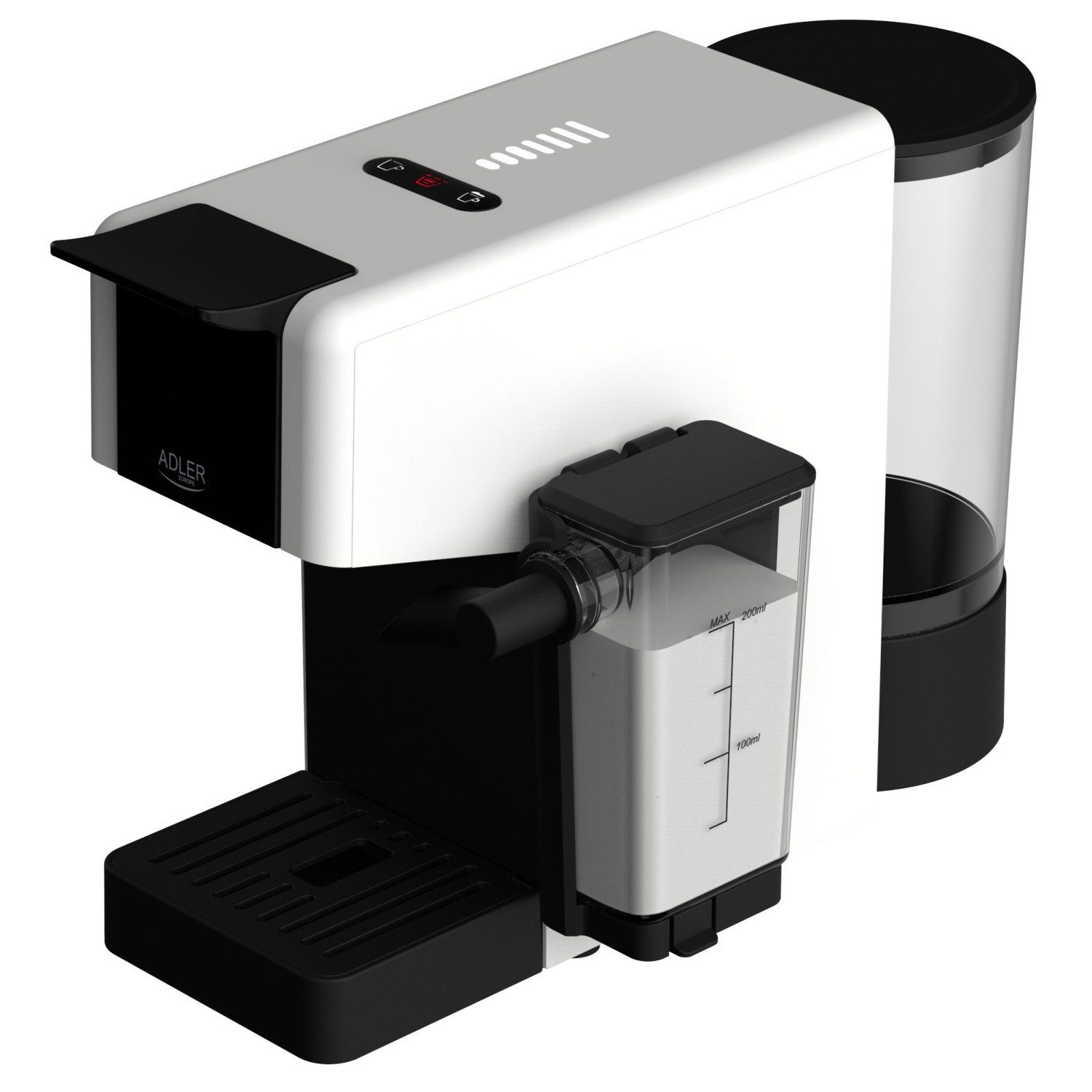 Adler Kapselmaschine, Mehrkapsel-Kaffeemaschine mit Milchsystem. für 8 Kapseltypen, 20 Bar