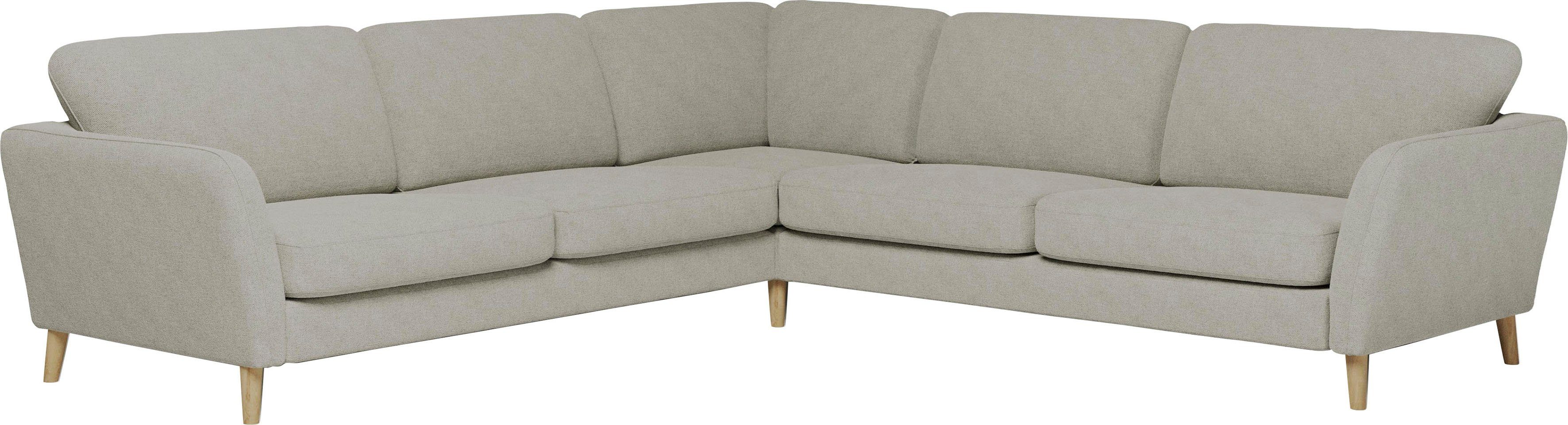 Home affaire Ecksofa MARSEILLE 278/278 cm, L-Form, Webstoff, Flachgewebe, Filzoptik, gleichschenklig, Massivholzbeine, Landhausstil, Wellenunterfederung
