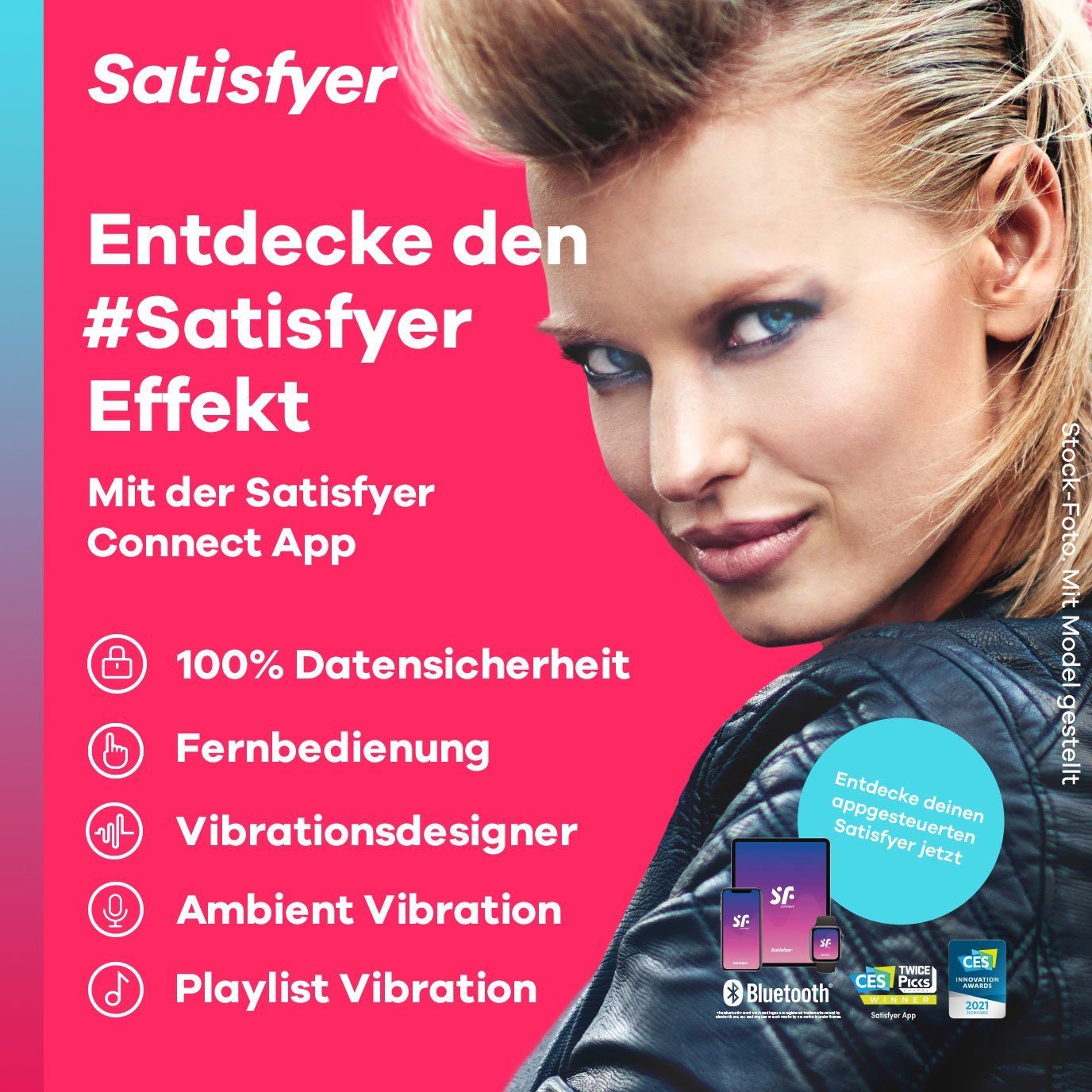 Satisfyer Klitoris-Stimulator Satisfyer Auflegevibrator, Druckwellen- "Twirling Mint & Pro Connect App"; (1-tlg)