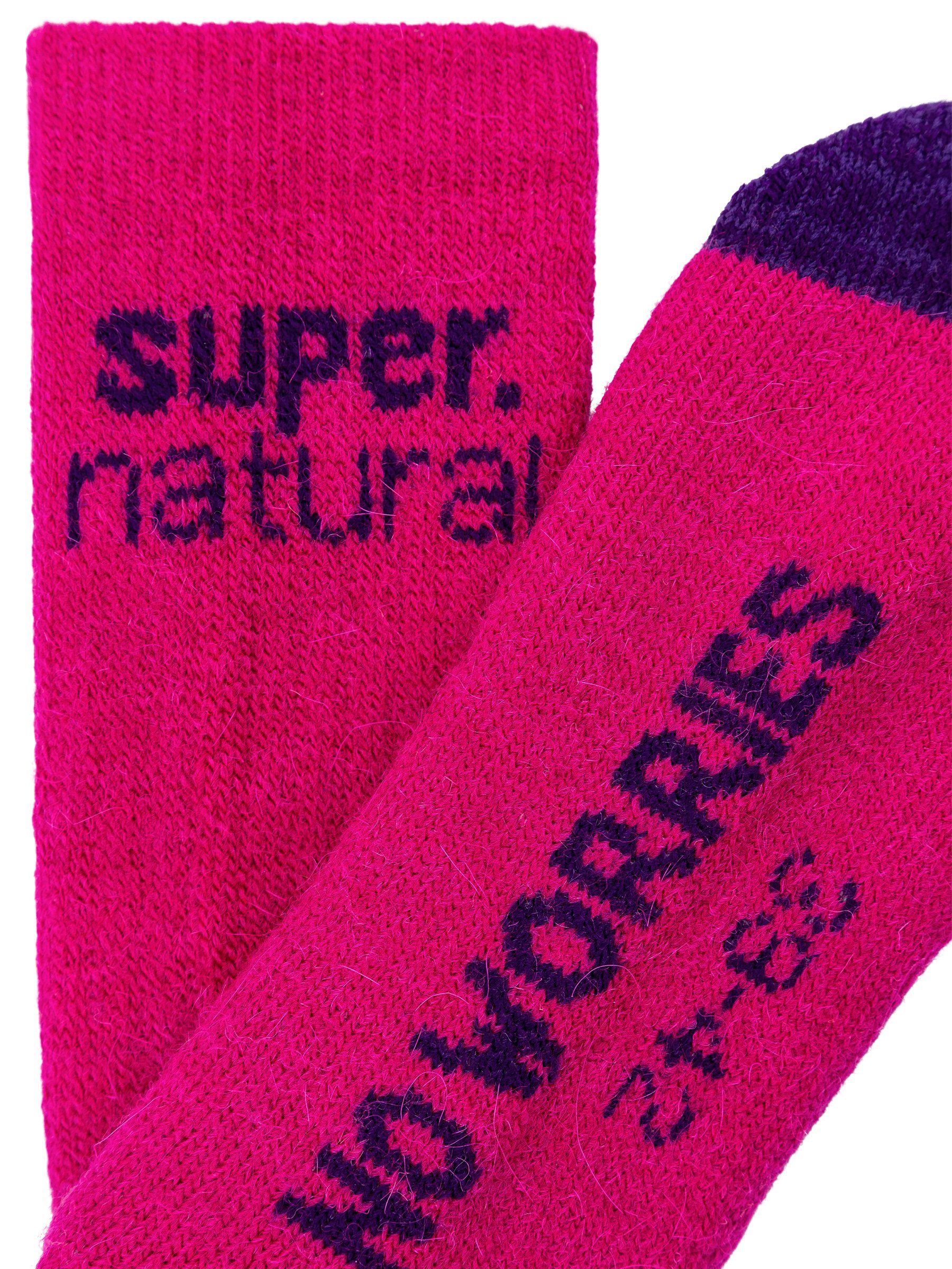 Socken Alpaka No COSY SOCKS smell-no SUPER.NATURAL SN Alpaka-Materialmix Fuchsia/Lilac Sportsocken worries, (2-Paar)