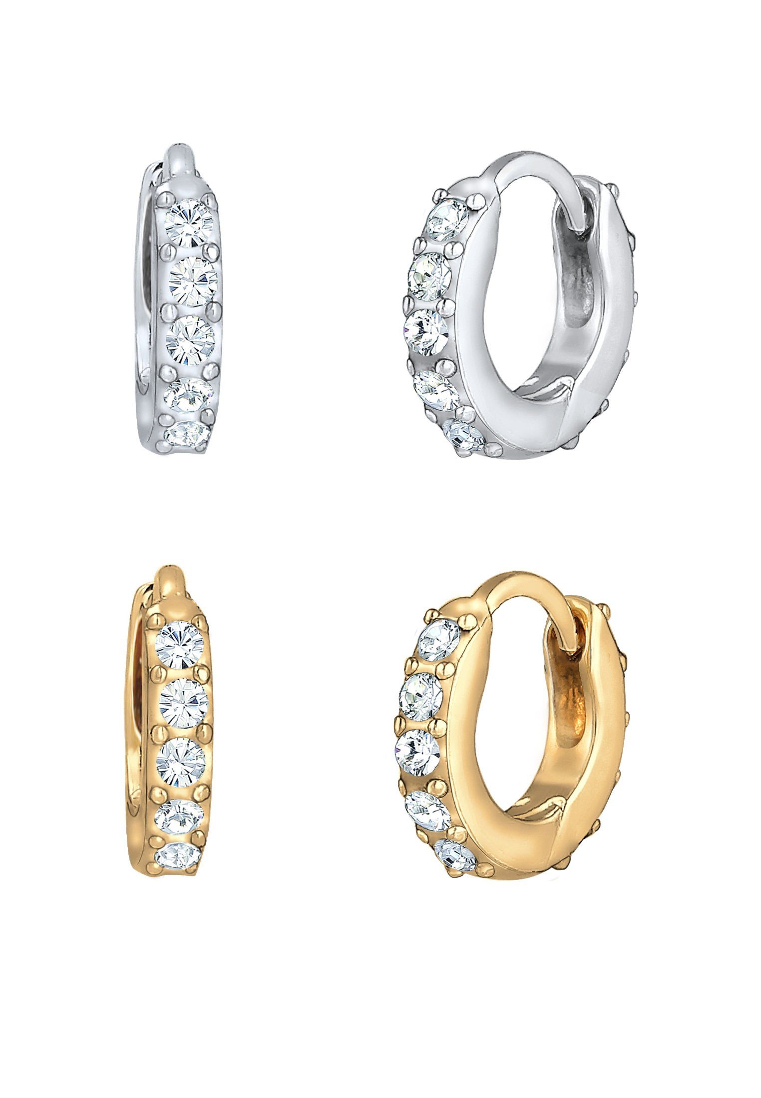 Elli Ohrring-Set Creolen 2er Set 925 Silber, mit Kristallen von Swarovski®