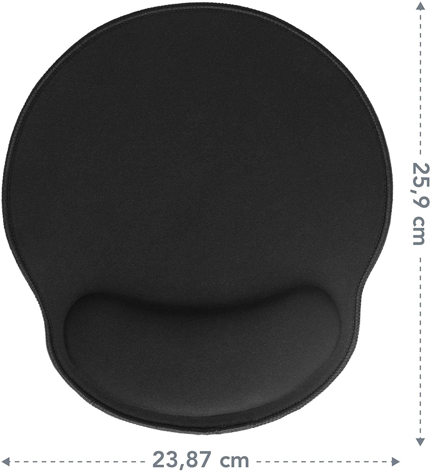 MAXLVL Mauspad mit Gelkissen - 26x23cm (Ergonomisches Mauspad mit Vernähte Kanten, 1-St., schwarz), Mousepad mit Handauflage für schonende Handgelenk Haltung – Bild 3 von 5