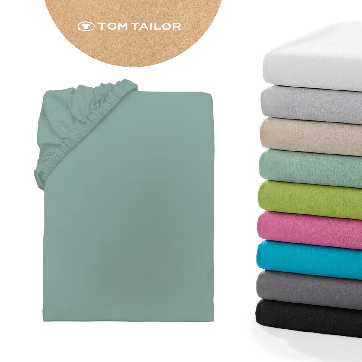 TOM TAILOR HOME Spannbettlaken Tom Tailor Jersey, Jersey, Gummizug: rundum, (1 Stück), ab Größe 90x200 cm, Laken in hochwertiger Jersey Qualität