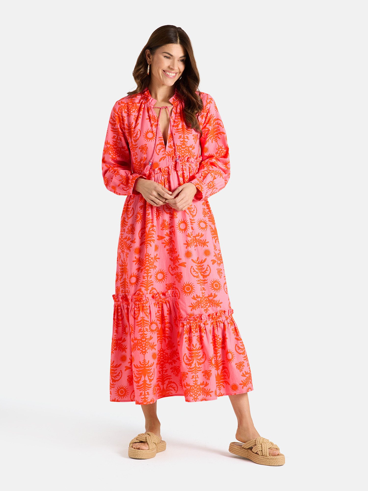 Lieblingsstück Druckkleid EddaL mit Rüschen-Details, Langarm