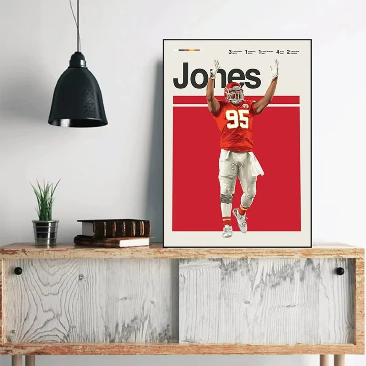 TPFLiving Kunstdruck (OHNE RAHMEN) Poster - Leinwand - Wandbild, Leinwandgemälde: Höhepunkte des amerikanischen Football-Stars (Leinwandbild XXL), Farben: Rot, Blau, Gelb, Schwarz, Weiß, Braun -Größe: 30x42cm