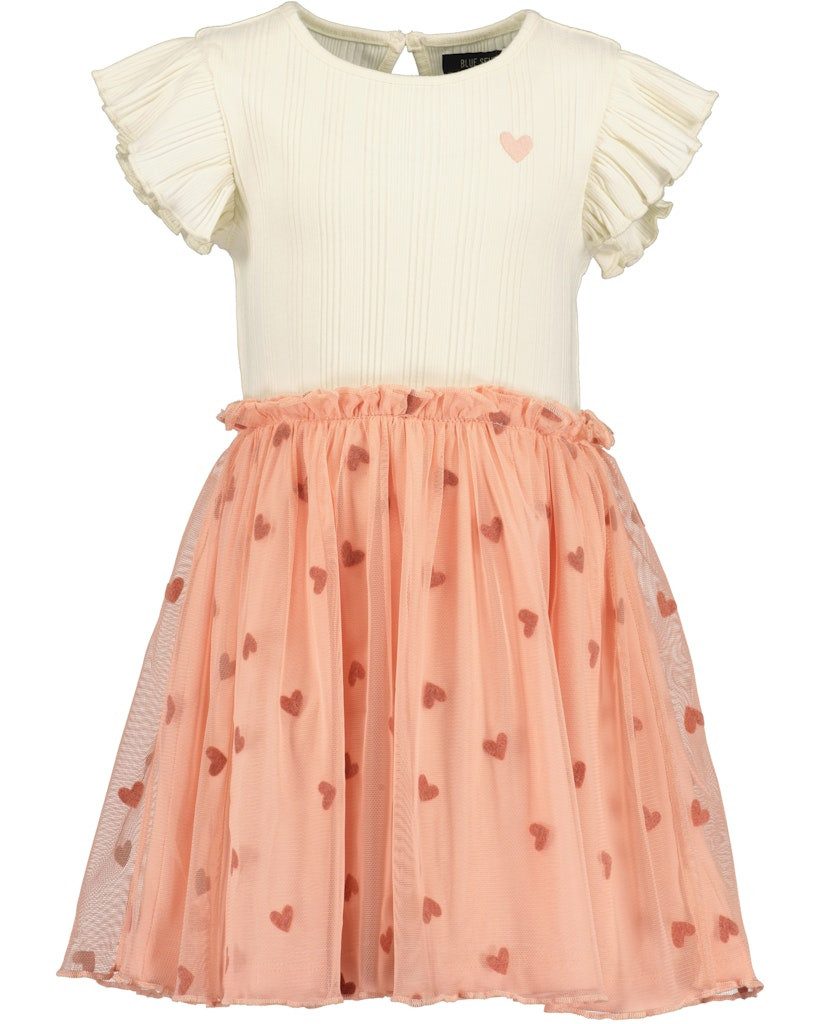 BLUE SEVEN A-Linien-Kleid Blue Seven Mädchen Kleid Kurzarm HerzenTüllrock off-white flamingo (kein Set, 1-tlg)