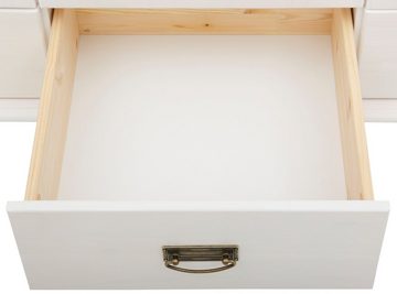 Lüttenhütt Drehtürenschrank "Aimo", Kinderkleiderschrank, 3 türig, Landhausstil, Kassetten aus Massivholz; FSC®-Holz, Messinggriffe, Schubladen, stabile Qualität