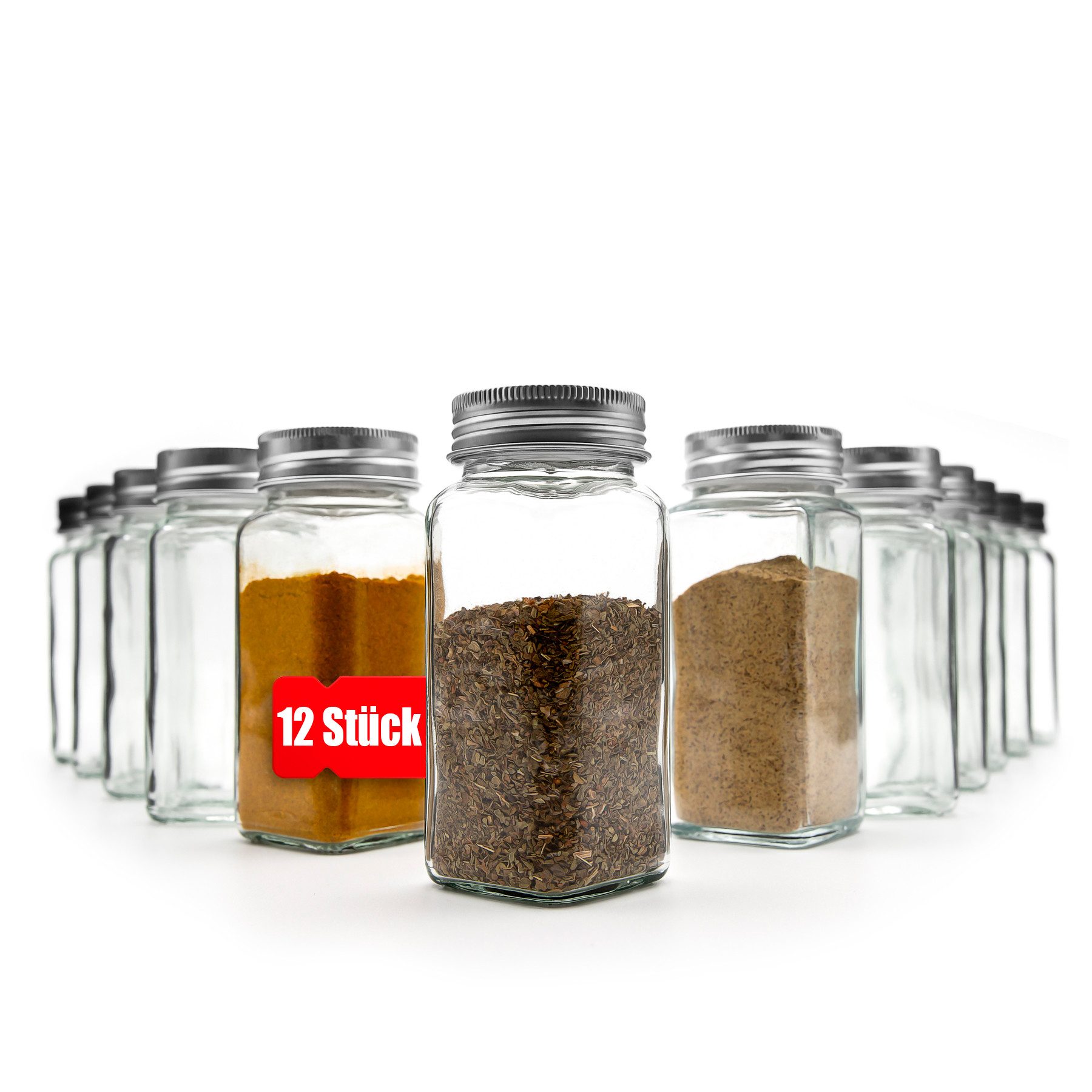 BigDean Gewürzbehälter 12er Set Gewürzgläser eckig luftdichte Gewürzdosen, günstig online kaufen