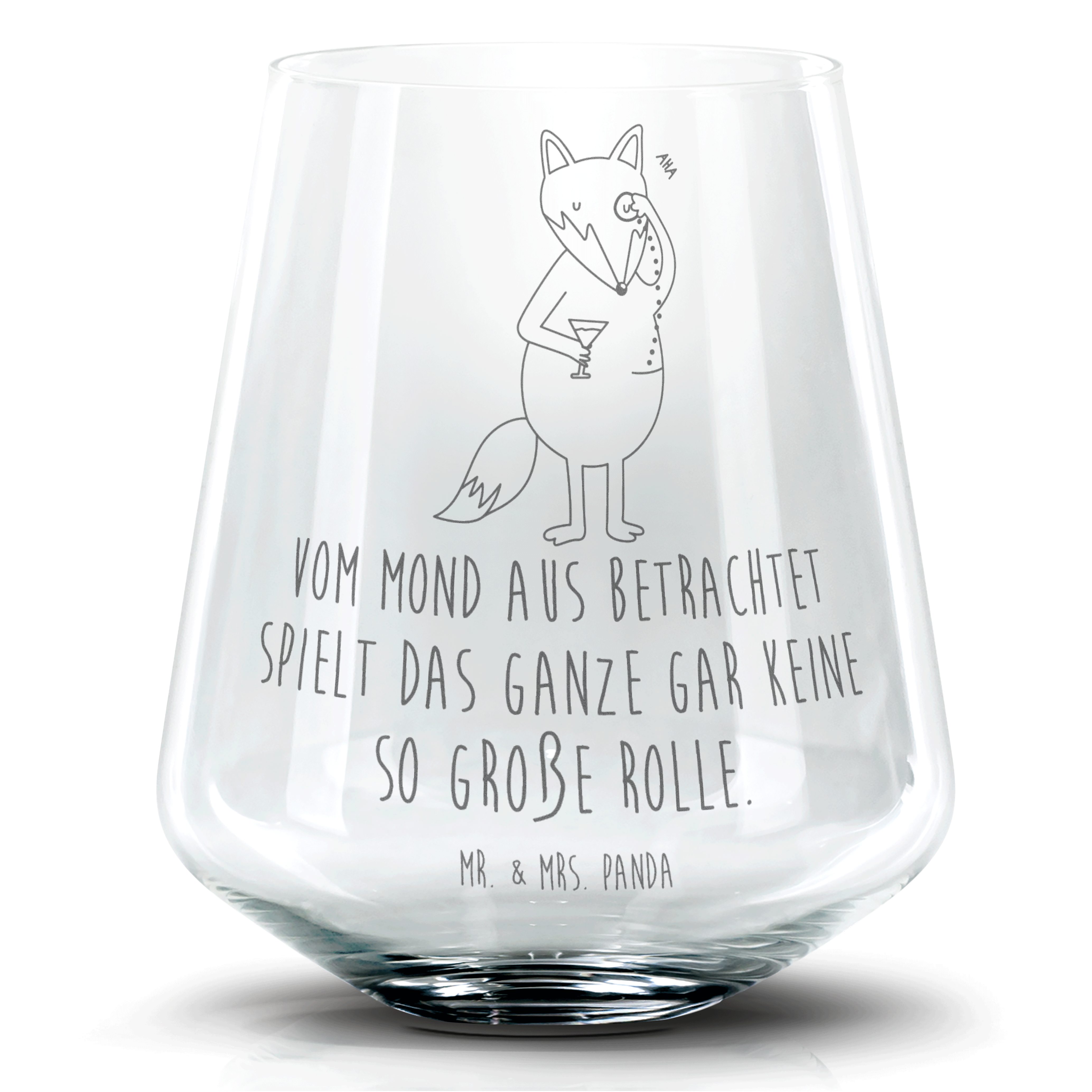 Mr. & Mrs. Panda Cocktailglas Fuchs Lord - Transparent - Geschenk, Cocktailglas mit Gravur, Füchse, Premium Glas, Einzigartige Gravur