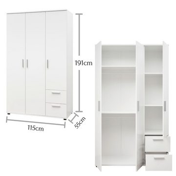 möbelando Kleiderschrank Christian 115 x 191 x 55 cm (B/H/T)