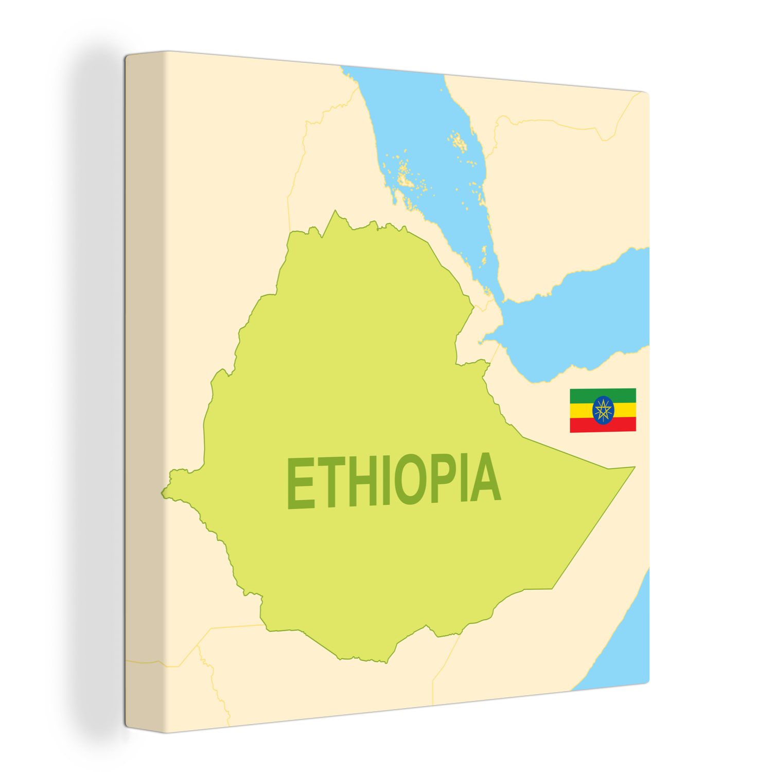 OneMillionCanvasses® Leinwandbild Illustration von Äthiopien in Grün, (1 St), Leinwand Bilder für Wohnzimmer Schlafzimmer