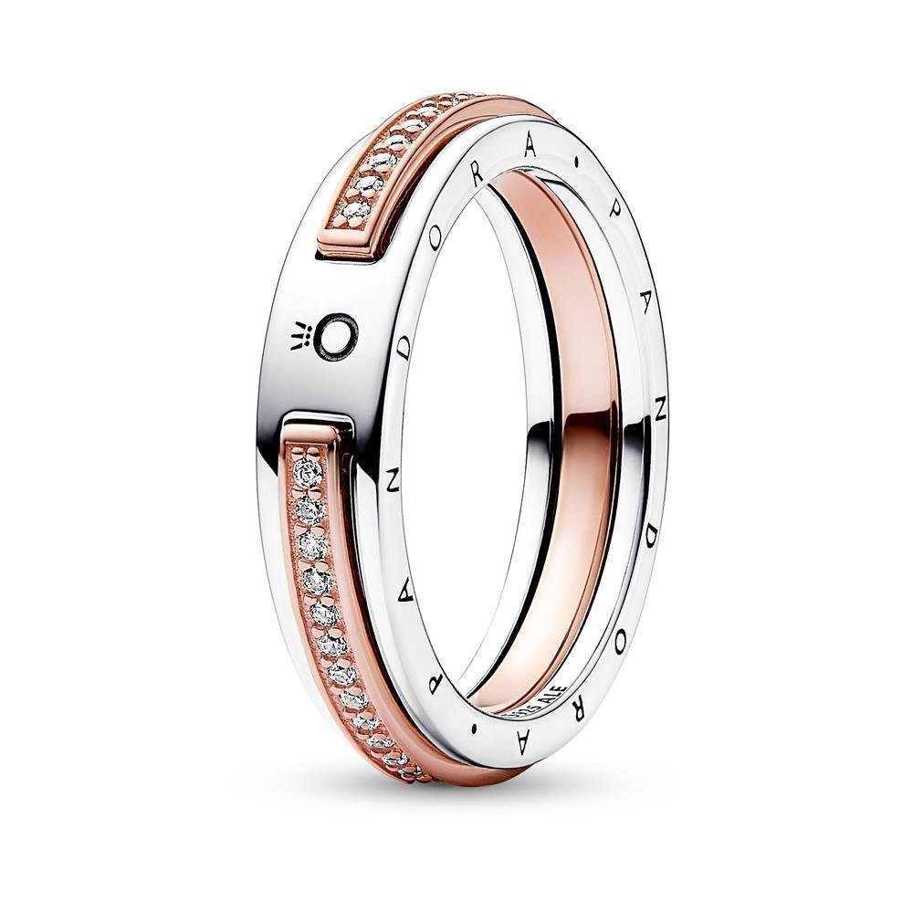 Pandora Silberring Signature Ring aus 925er Silber mit Zirkonia, bicolor von PANDORA