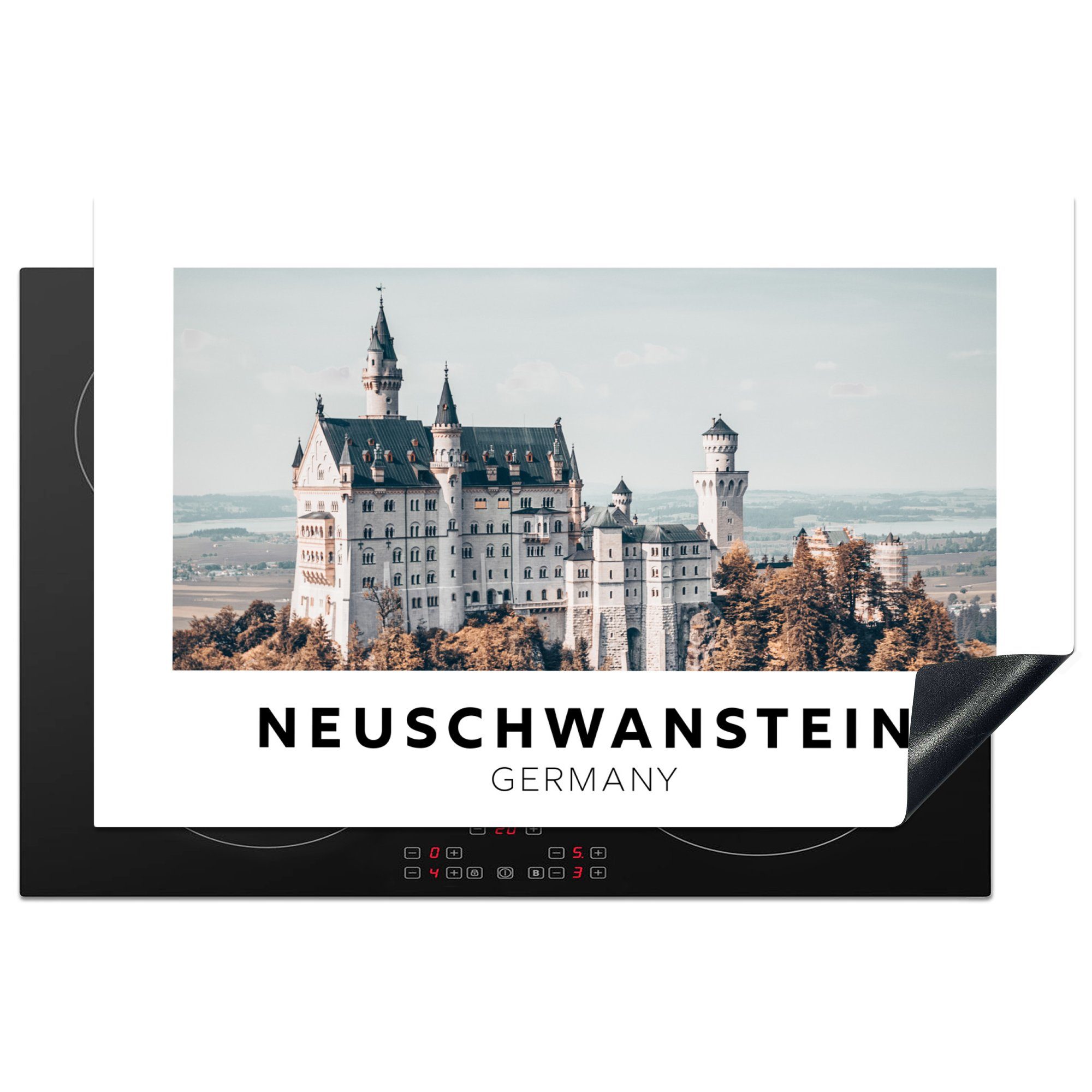 MuchoWow Herdblende-/Abdeckplatte Deutschland - Schloss - Architektur, Vinyl, (1 tlg), 81x52 cm, Induktionskochfeld Schutz für die küche, Ceranfeldabdeckung