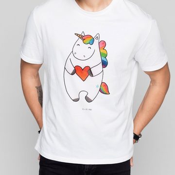 Mr. & Mrs. Panda T-Shirt Einhorn Herz - Weiß - Geschenk, lustig, Einhörner, Junggesellenabschi (1-tlg)