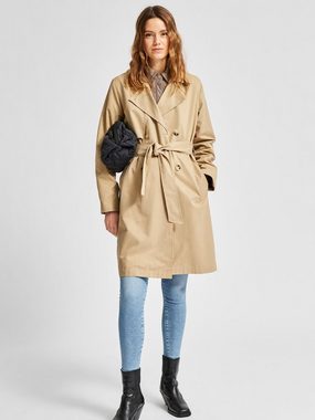 SELECTED FEMME Kurzmantel Eleganter Trench Coat Übergang Mantel SLFWEKA 4992 in Beige