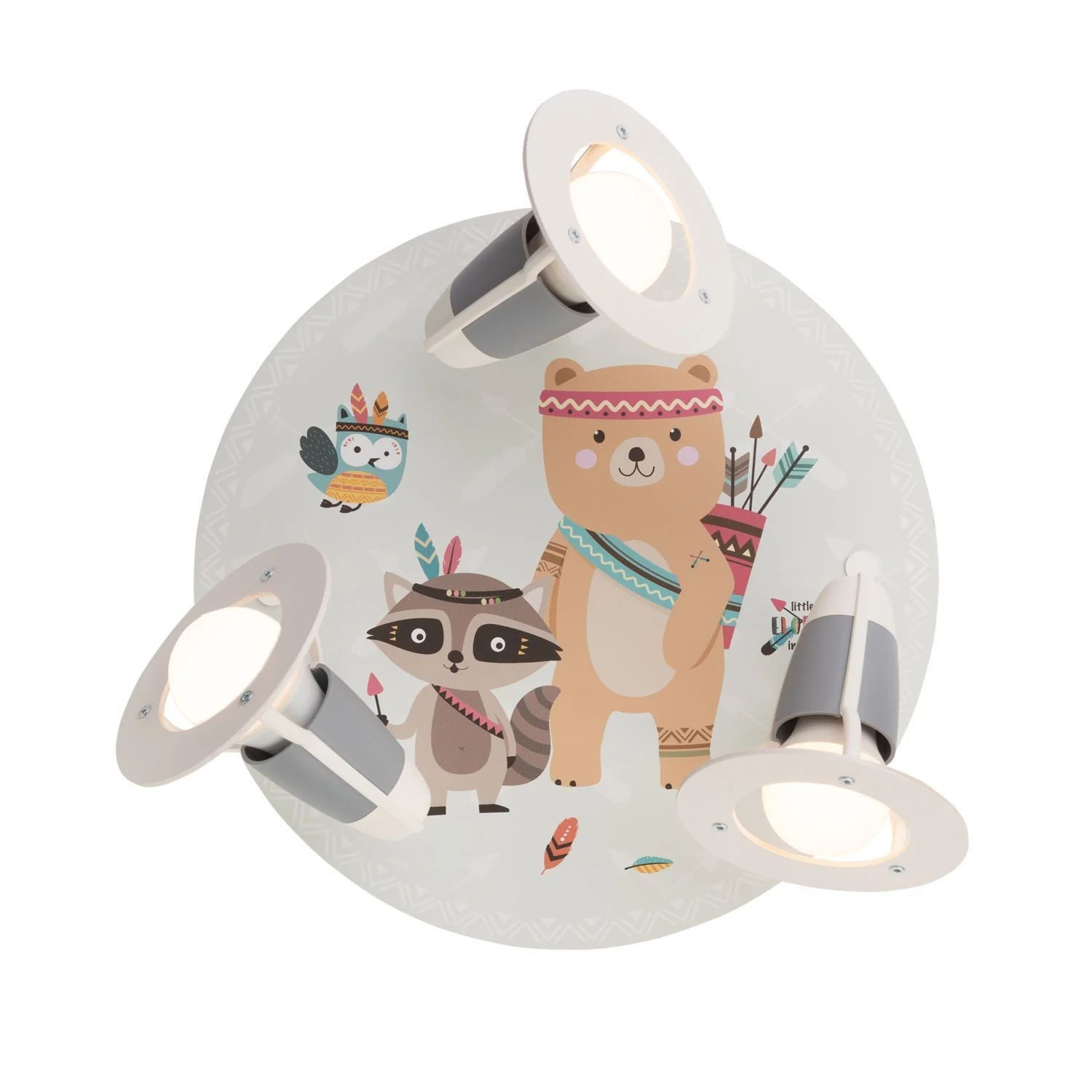 Licht-Erlebnisse Deckenstrahler JULE, ohne Leuchtmittel, Holz B: 29 cm Tiere Bunt 3x E14 Kinderzimmer