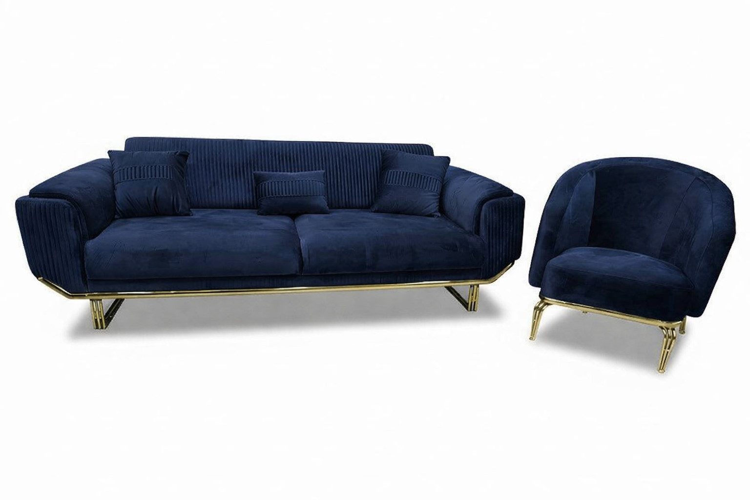 JVmoebel Polstergarnitur 3+1 Sitzgarnitur Hochwertige Stoffsofas mit weicher Polsterung Sofort, (Sofa 3-Sitzer + Sessel)