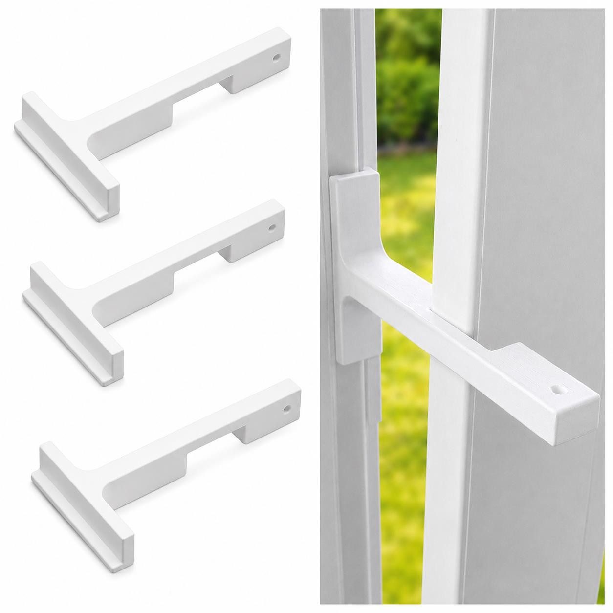 TSB Werk Fensterbeschlag 3x Fensterstopper Fensterfeststeller Fensterhalter Kippfensterhalter, Kippfensterhalter, Sicherung, Weiß, Zuknallschutz
