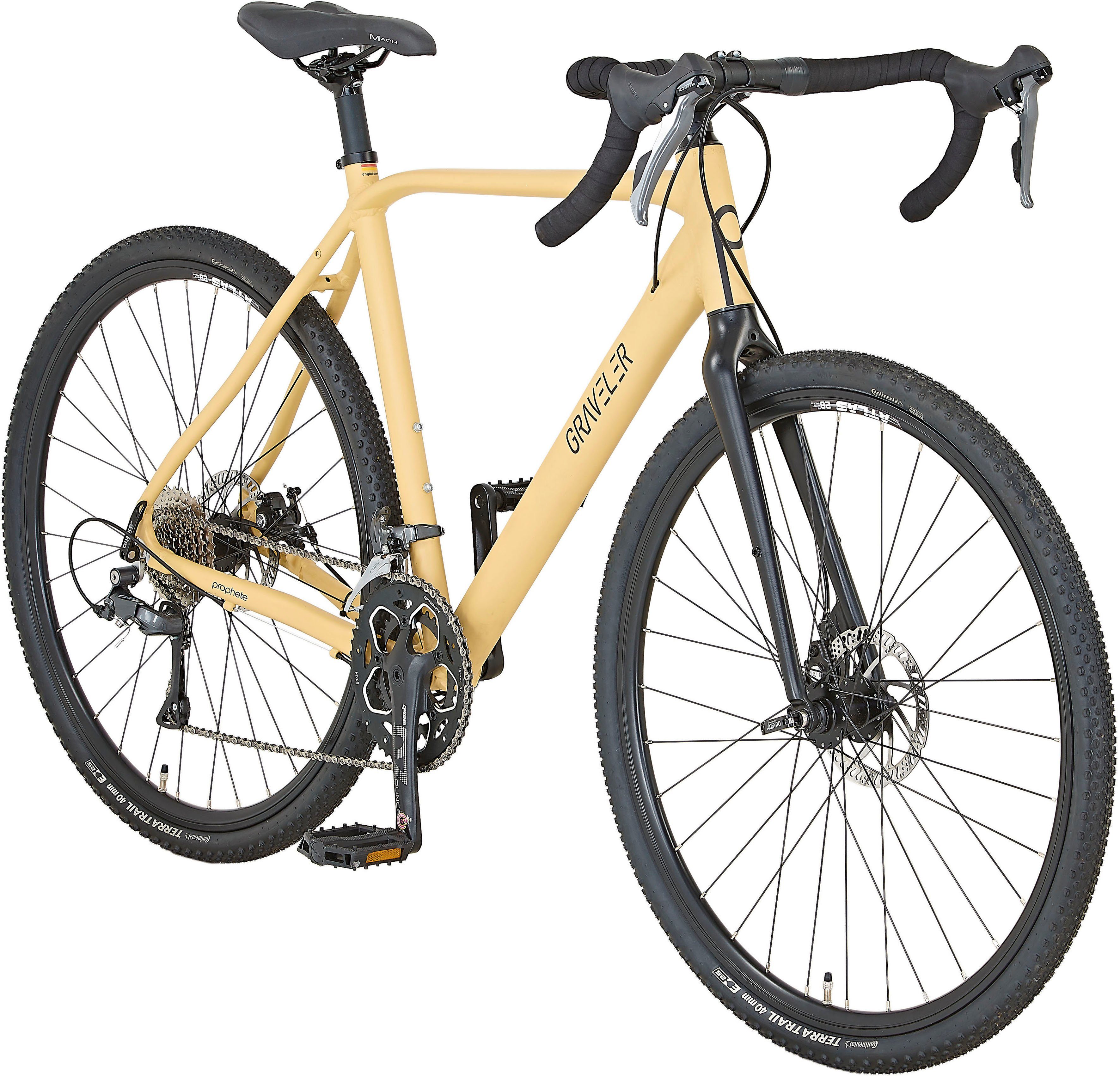 Prophete Gravelbike Graveler, 16 Gang Shimano Claris Schaltwerk, Kettenschaltung, für Herren, Kettenschaltung