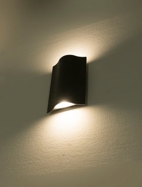 HEITRONIC LED Wandleuchte Laola, LED fest integriert, Warmweiß, Wandlampe, Außenlampe, Lichtaustritt oben und unten