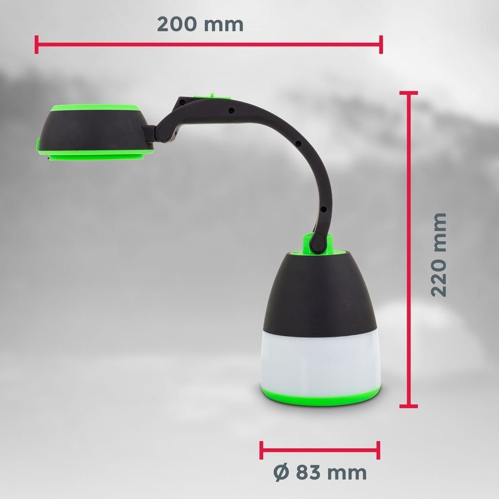Gartenstrahler 2 Taschenlampe 1 LED Campinglampe - Tragegriff integriert, klappbar LED 3 B.K.Licht Tischleuchte Outdoorlampe Batteriebetrieb BKL1490, in fest Helligkeitsstufen