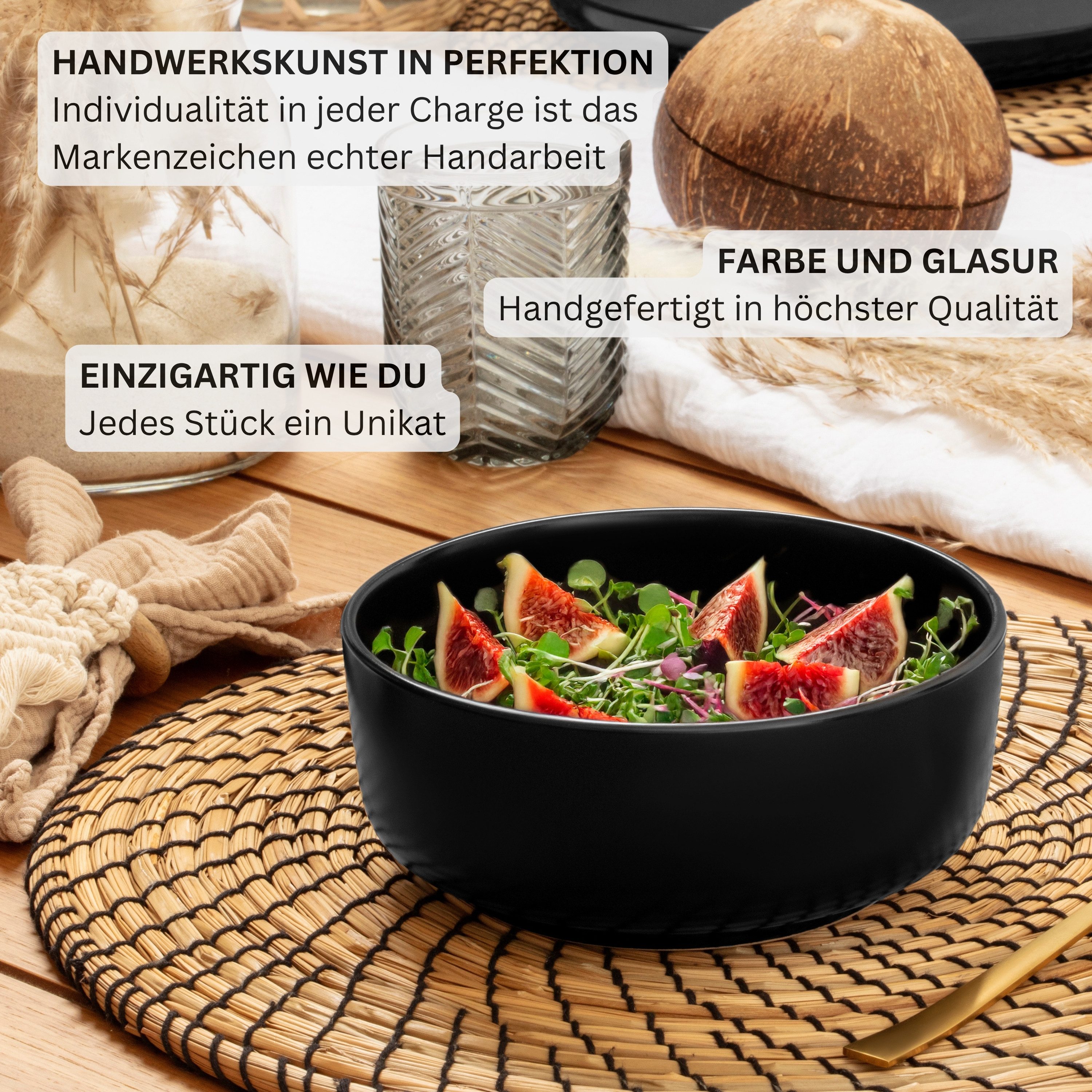 SÄNGER Tafelservice Madeira Geschirr-Set (18-tlg), 6 Personen, Steingut, schwarz Matt, Tafelservice, Handmade, VALUE COLLECTION – Bild 5 von 5