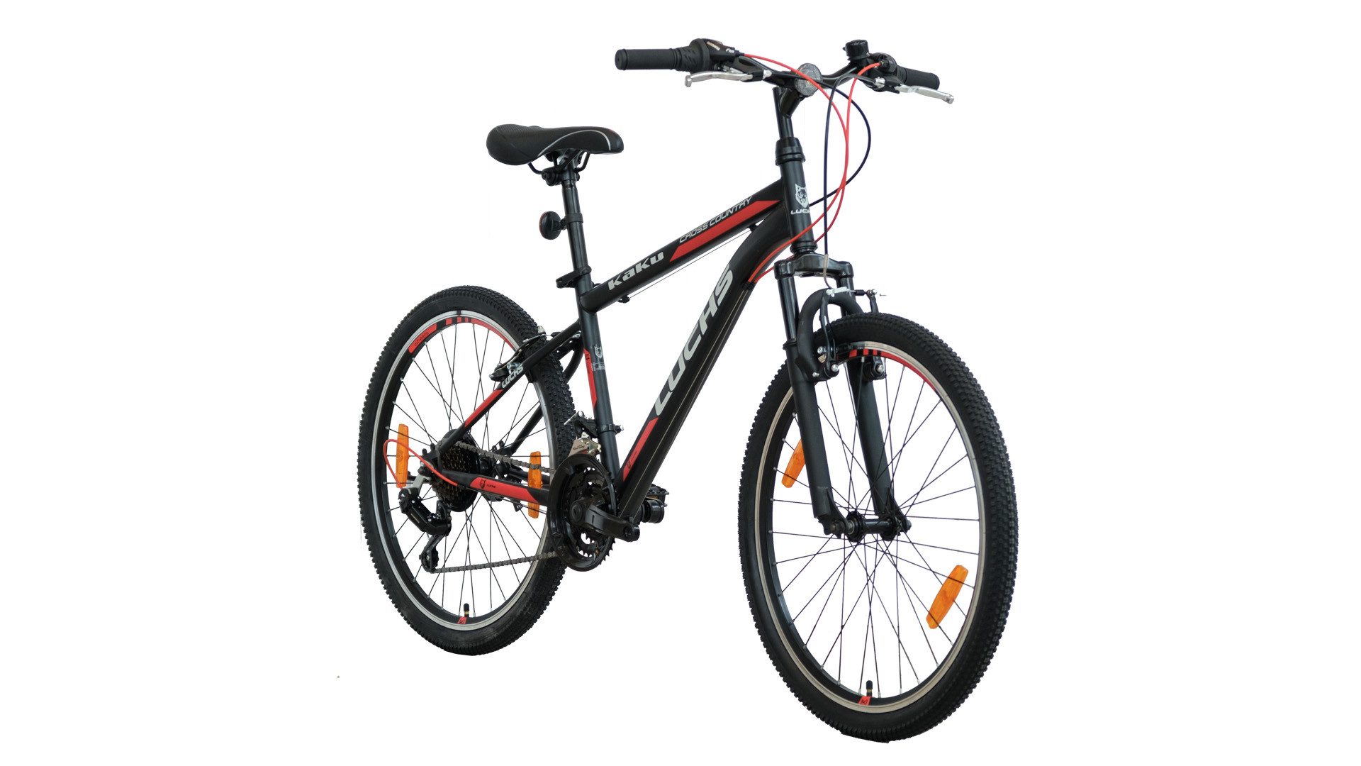 LUCHS Mountainbike KAKU 24 & 26 Zoll Jugendfahrrad Fahrrad Jungen sportliches Alltagsrad, 21 Gang Shimano, Kettenschaltung, 3 Farben und 2 Größen Verfügbar (Blau/Rot/Orange)