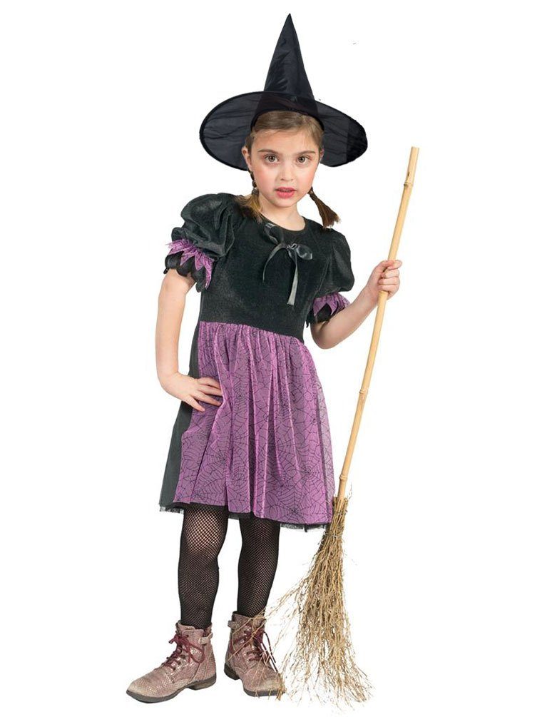 Hexen-Kostüm schwarz flieder Spinnen Hexenkleid Kinder