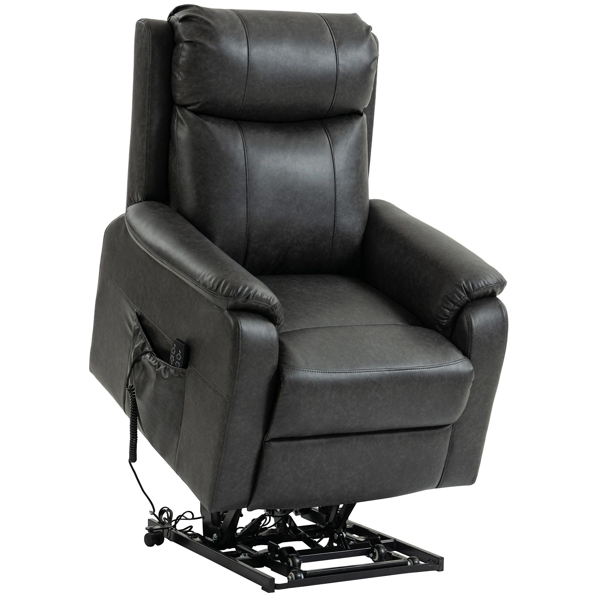 HOMCOM Relaxsessel Fernsehsessel, Doppelmotor, TV-Sessel mit Fernbedienung, Rollen (Ruhesessel, 1-St., Gepolsterter TV-Sessel), Mit Aufstehhilfe, elektrisch verstellbar, Zero-Gravity-Position