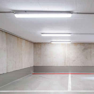 2x LED Wannen Strahler Leuchten Decken Werkstatt Garagen Lampen Ultraslim weiß 