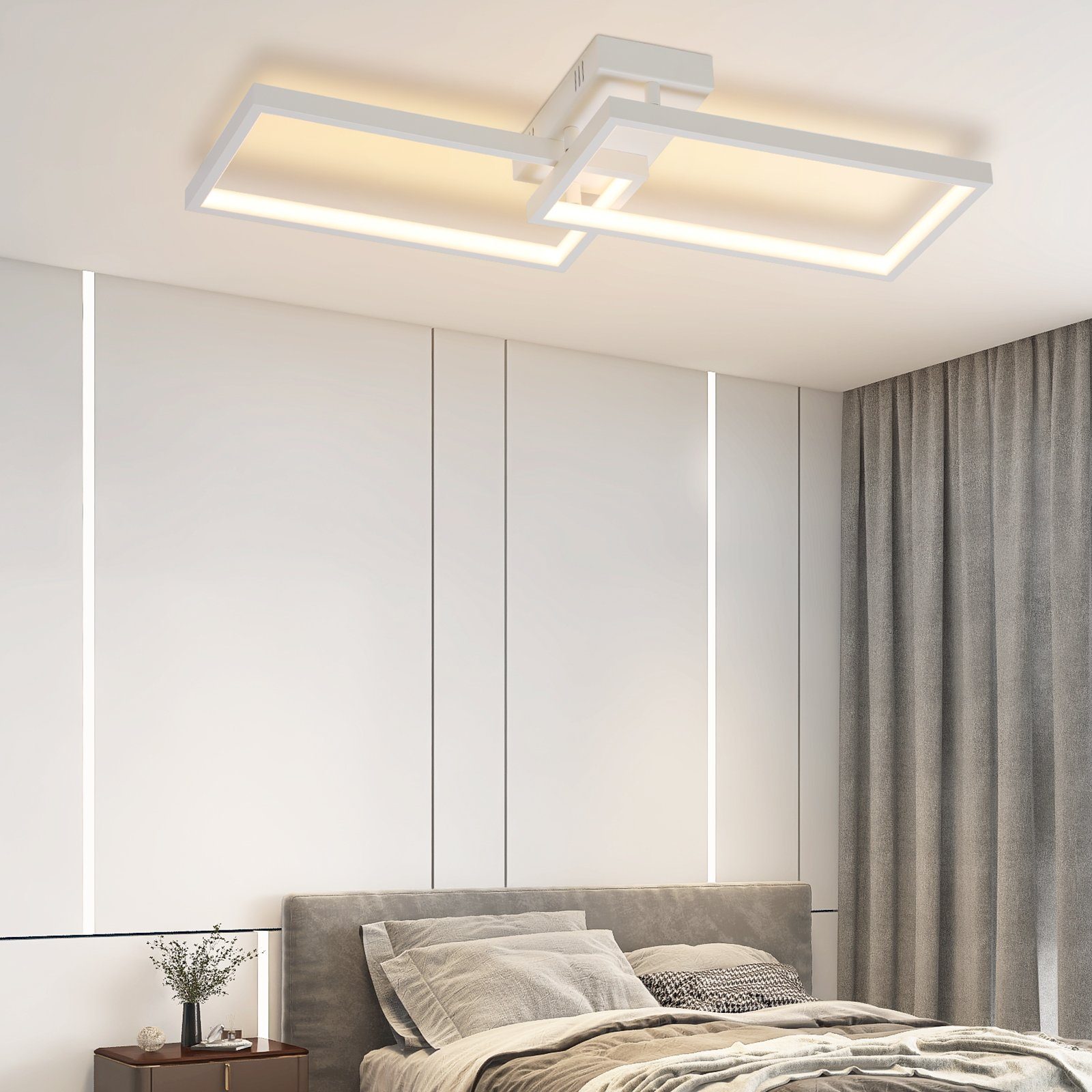 Wohnzimmerlampe integriert, LED LED Dimmbar, fest Deckenleuchte Modern, Fernbedienung aus ZMH Metall dimmbar weiß Mit Fernbedienung mit