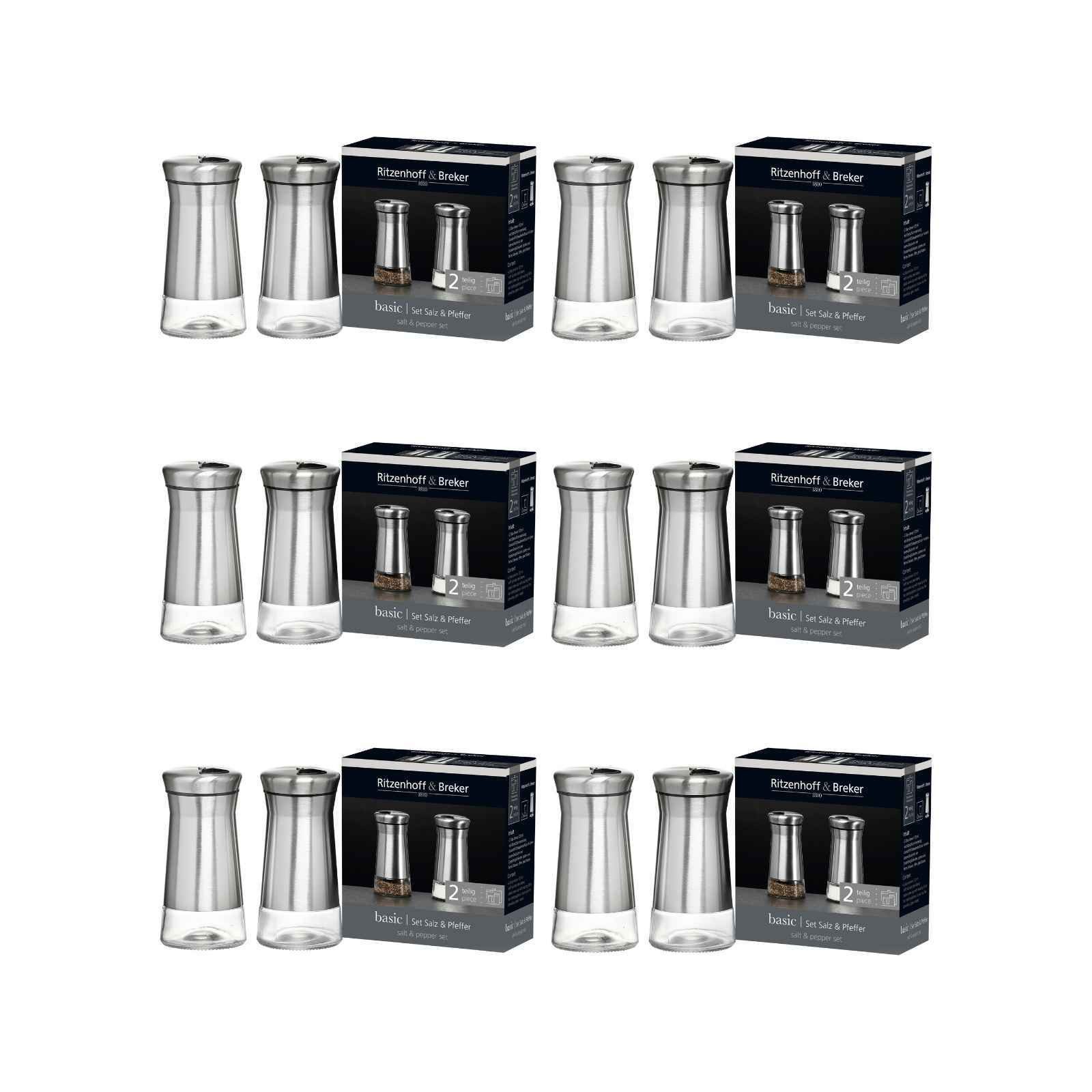 Ritzenhoff & Breker Salz- / Pfefferstreuer Basic Salz- & Pfefferstreuer 120 ml 12-tlg., (6x Salzstreuer, 6x Pfefferstreuer, 12-tlg)