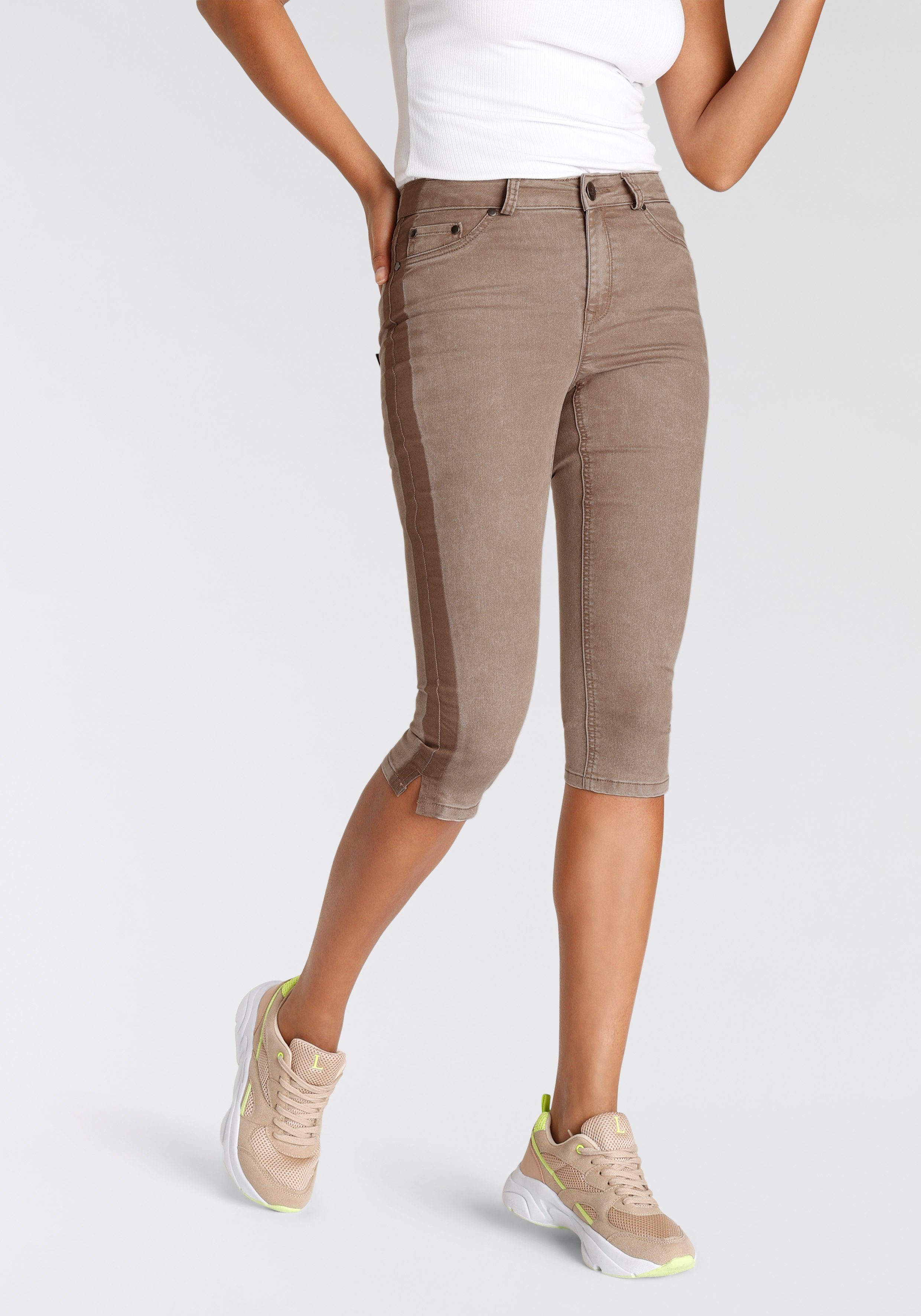 Arizona Caprijeans seitlichem mit Stretch High Streifen Waist Ultra