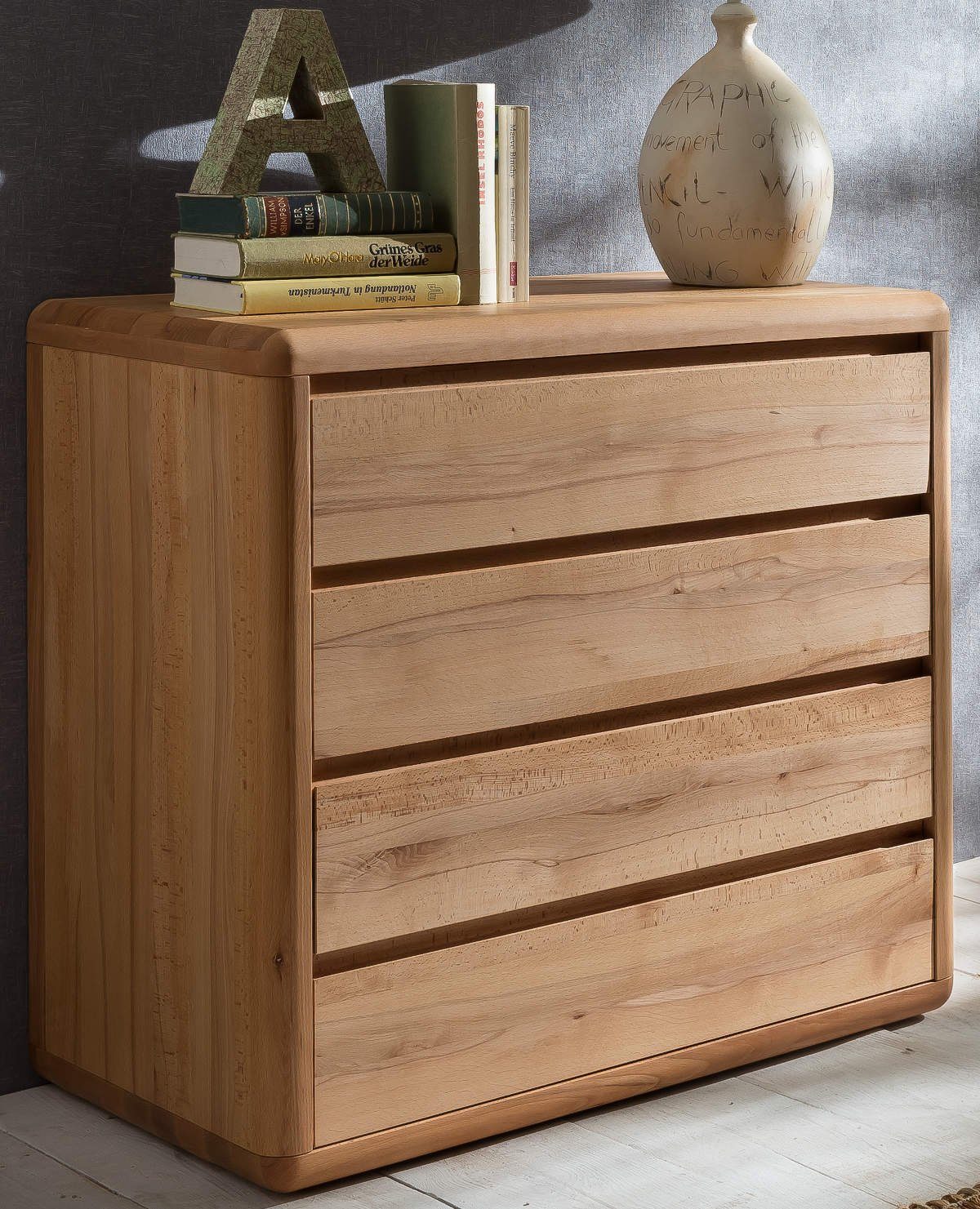 Empinio24 Schubkastenkommode Verona, Breite 80 cm, Kernbuche massiv