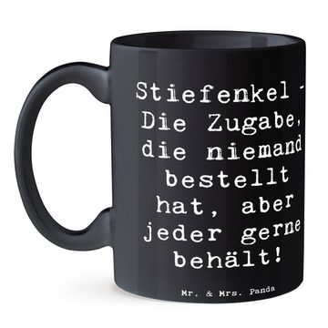 Mr. & Mrs. Panda Tasse Zugabe Stiefenkel - Schwarz - Geschenk, Familie, Tasse, Kaffeetasse, Keramik, Brillante Bedruckung
