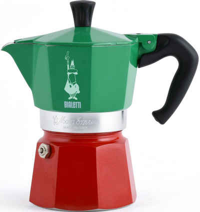 BIALETTI Espressokocher Moka Express Tricolore Italia, 0,13l Kaffeekanne, 3 Tassen