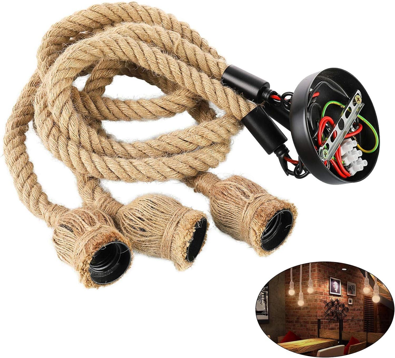 TWSOUL Hängedekoration Sisalseil-Kronleuchter, Dekorative LampenFür,Esszimm günstig online kaufen