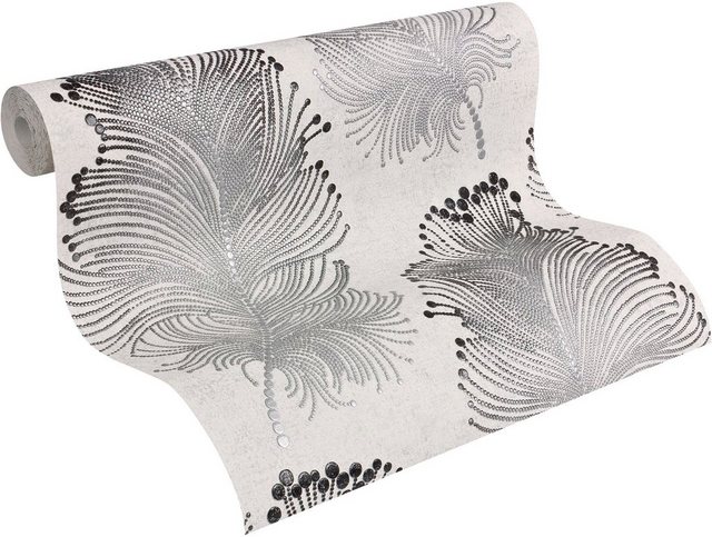 Livingwalls Vliestapete, Vintage Federtapete, Bohemian Burlesque, schwarz