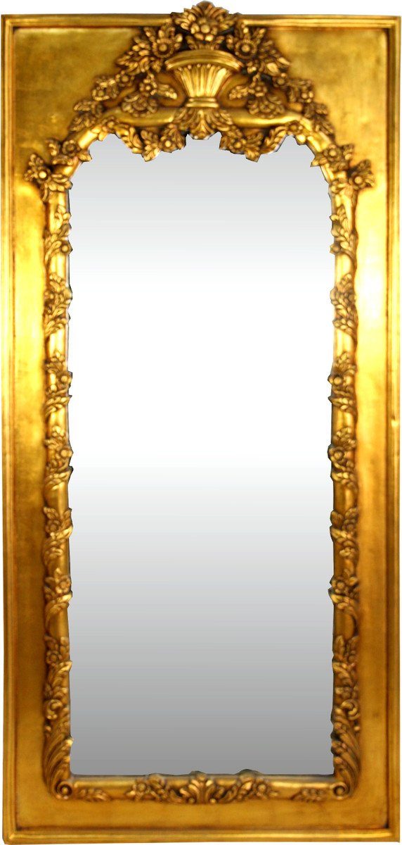 Casa Padrino Barockspiegel Barock Wandspiegel Gold Antik Stil 85 x H. 190 cm - Prunkvoller Barock Spiegel mit wunderschönen Verzierungen