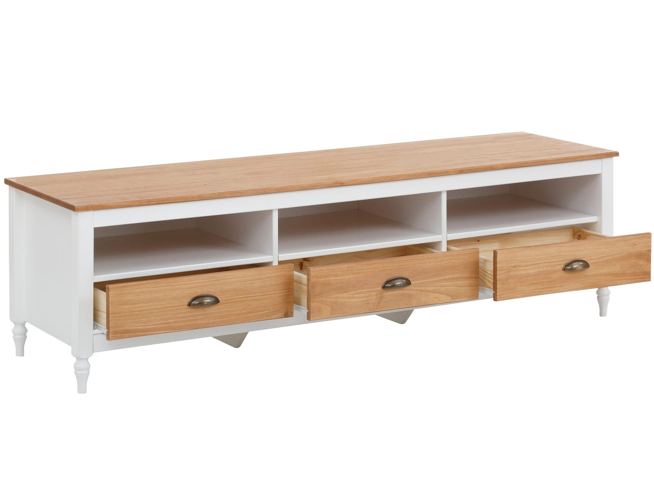 loft24 Lowboard Rini, TV-Bank Fernsehschrank, 3 Schubladen, Kiefer, Länge 160 cm