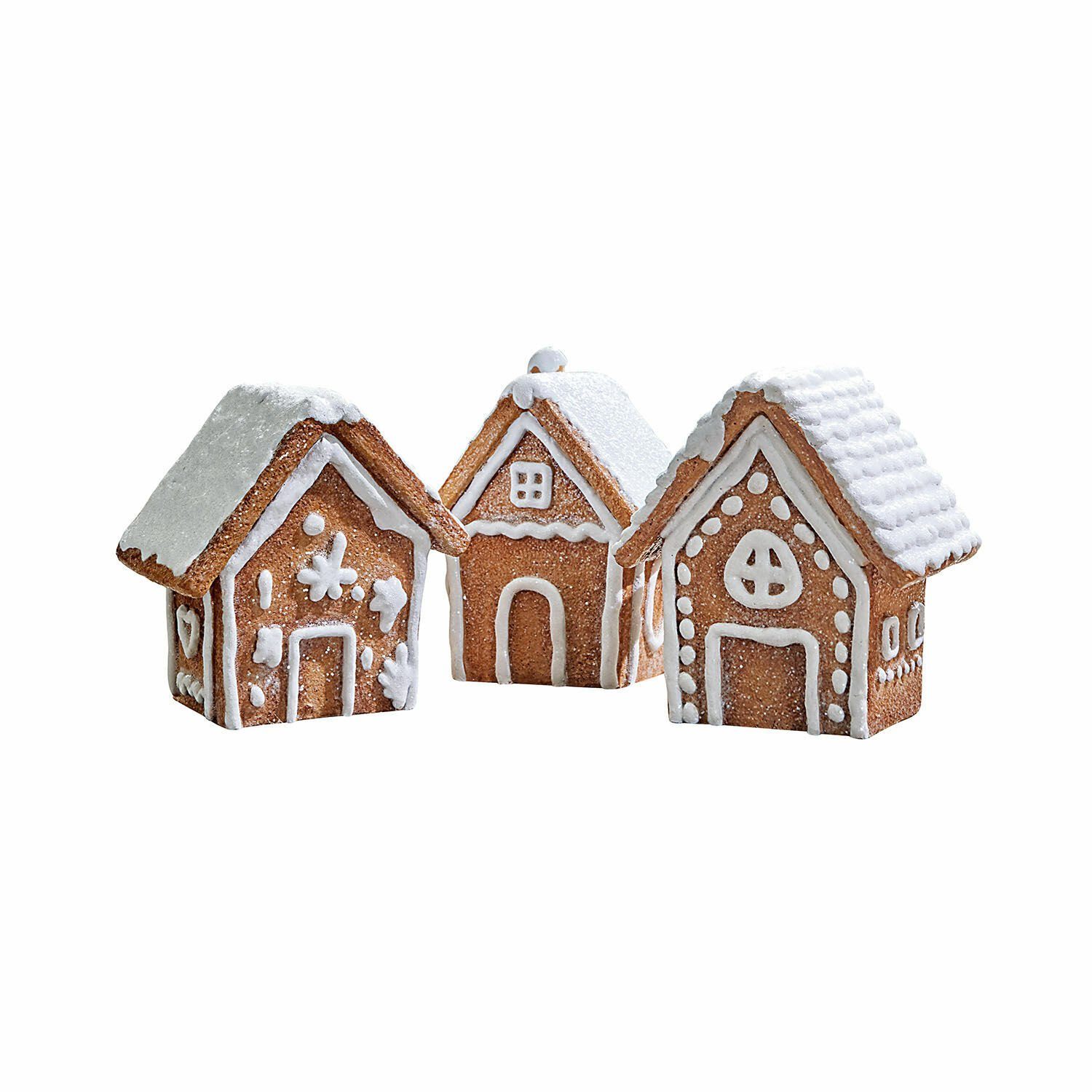 Set braun/weiß Lebkuchenhaus Mirabeau Bichette Weihnachtshaus 3er