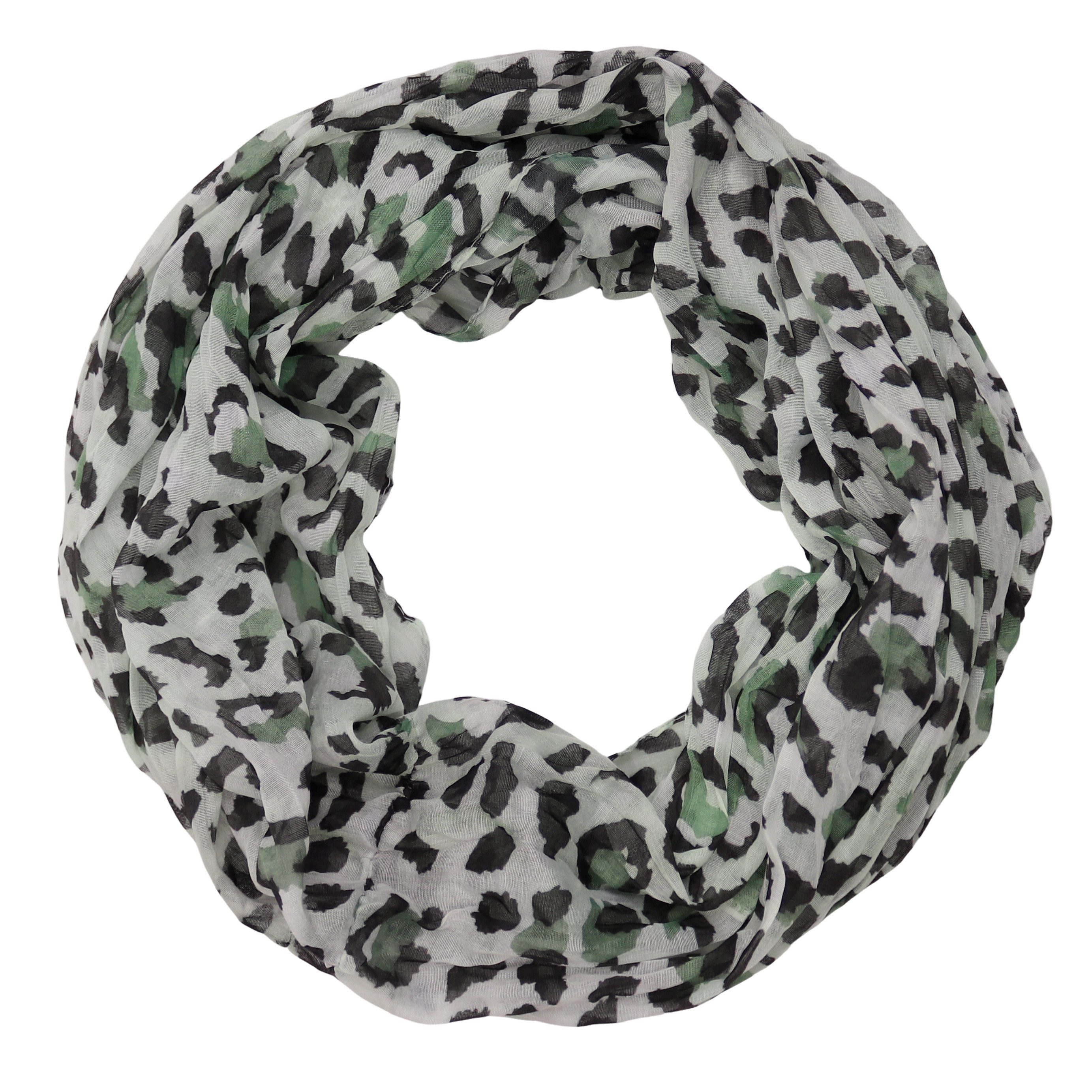 MIRROSI Loop Damen Schal mit Leopard-Muster Weich Schlauchschal, (zweimal um den Hals wickelbar, ca.45x75cm), Damen Halstuch ideal für Frühling, Sommer oder Herbst