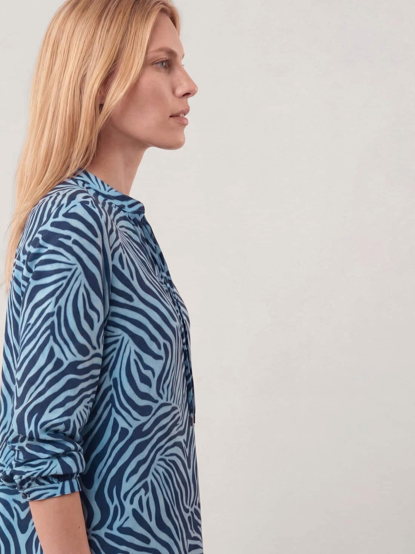Walbusch Shirtbluse Damen Shirtbluse aus Baumwolle Stehkragen Langarm, modern, pflegeleicht, atmungsaktiv – Bild 3 von 4