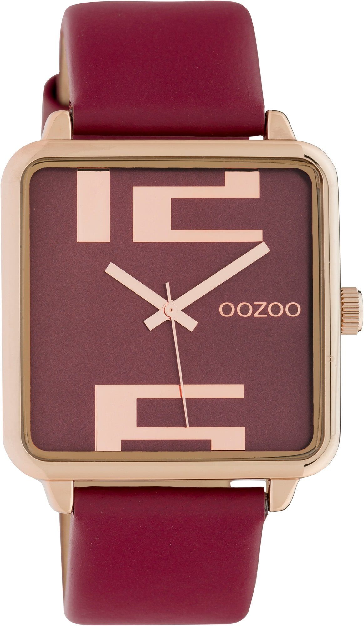 Quarzuhr Oozoo Damen Armbanduhr weinrot Analog