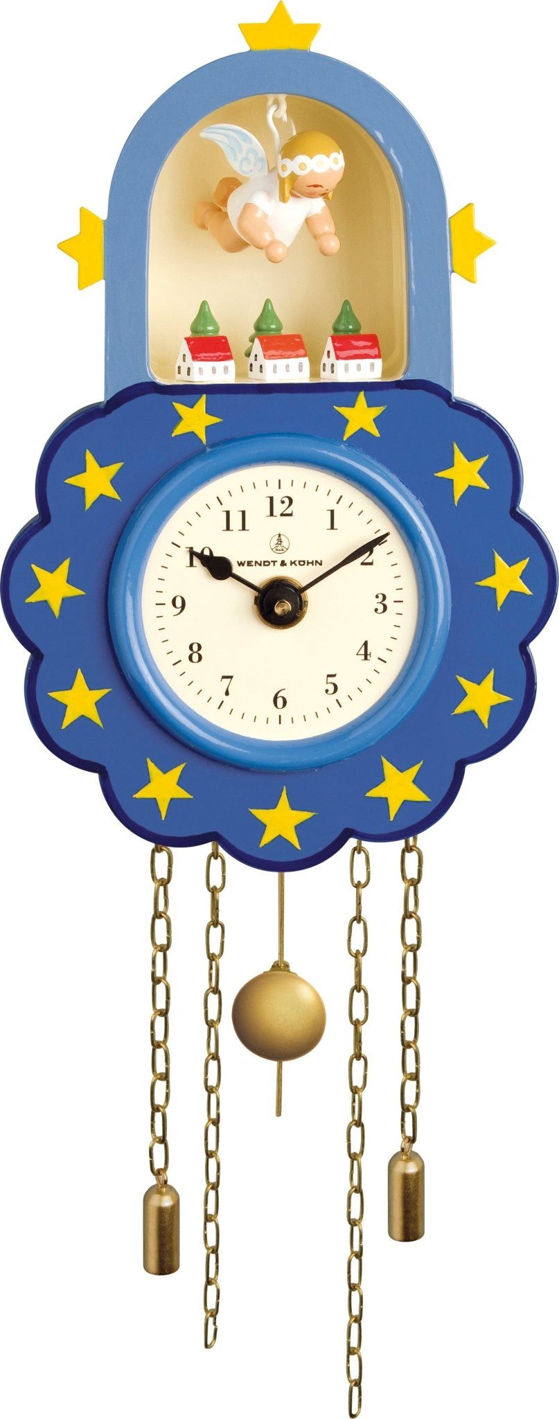 Wendt & Kühn Dekofigur Wendt & Kühn Wanduhr 'Wanduhr, blau, mit Schwebeengel - 14cm'
