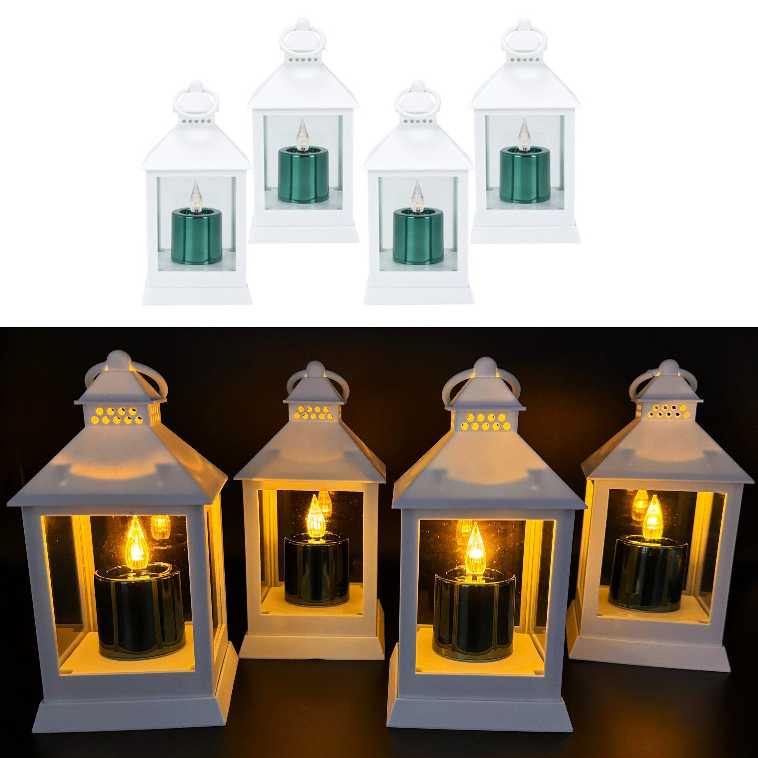 Online-Fuchs LED Laterne - 4er Set Laternen mit LED-Kerzen und Timerfunktio günstig online kaufen