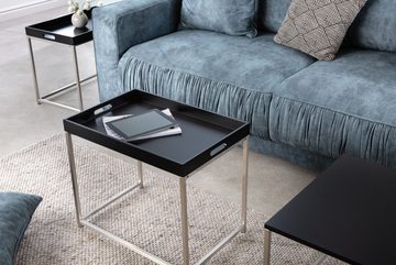 riess-ambiente Couchtisch ELEMENTS 75cm schwarz / silber (Set, 3-St), Wohnzimmer · Holzwerkstoff · Metall · abnehmbares Tablett · Modern
