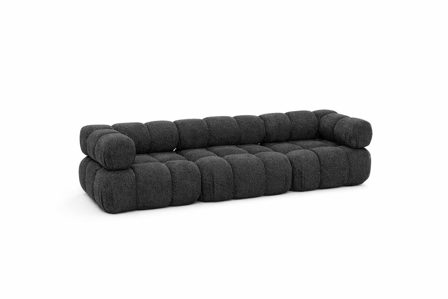 Kaiser Möbel Sofa Modulares 3-Sitzer-Sofa, gerade Couch, Bouclé-Stoff Abriamo, Selia, Bouclé-Stoff Abriamo,modulares System,weiche, abgerundete Form