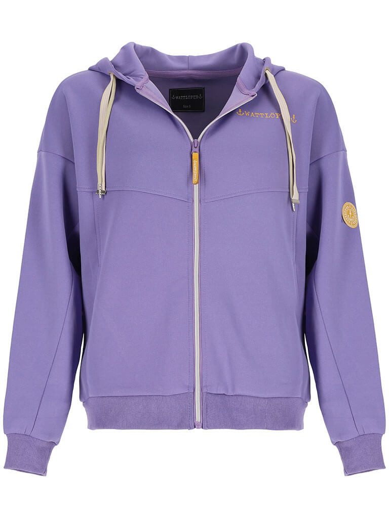 Wattlöper Kapuzensweatjacke 51017SH Damen Scuba-Jacke Kapuzenjacke Oversized-Passform mit Kapuze Frontreißverschluss, Kapuze mit 2 unterschiedlich farbigen Kordeln
